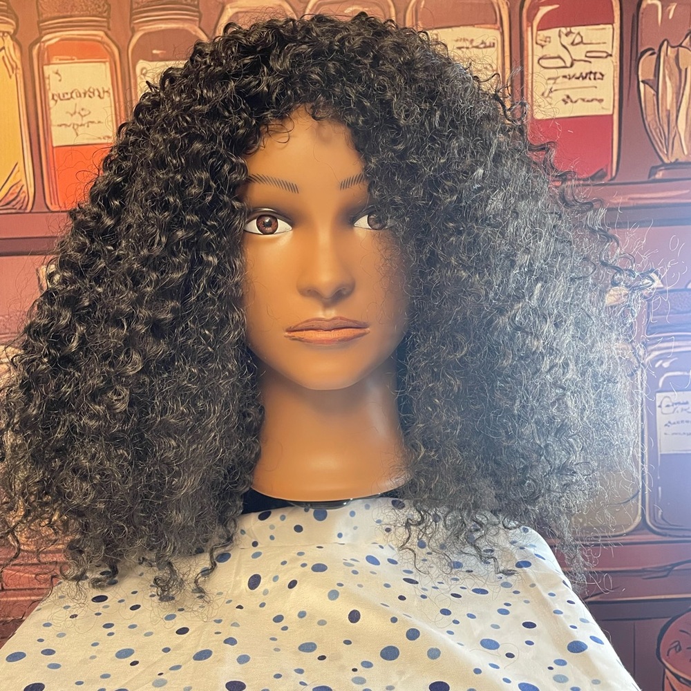 Curly Synthetic Kinky Black Wig for Women Bundle. 5 Piece Bundle set.